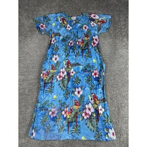 Daffodil Dress Womens Small Parrot Tropical Floral Short Sleeve Summer Beach